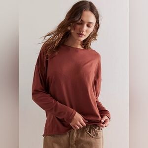 Free People We The Free Nina Long-Sleeve Tee In Brown